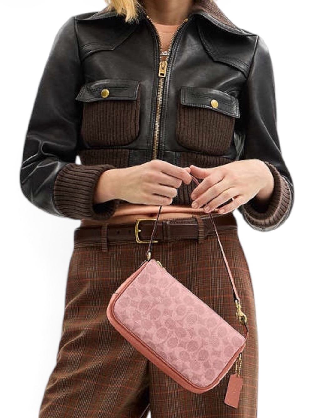 NWT Coach Plaza Bag Signature Canvas Melon Pink CCC42 Wristlet | Shoulder - Picture 8 of 13